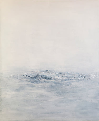 Minimalist ocean-inspired artwork from Jute Billows Original Fine Art Painting | Carrie Bergey, showcasing textured acrylic brushwork in calming tones.