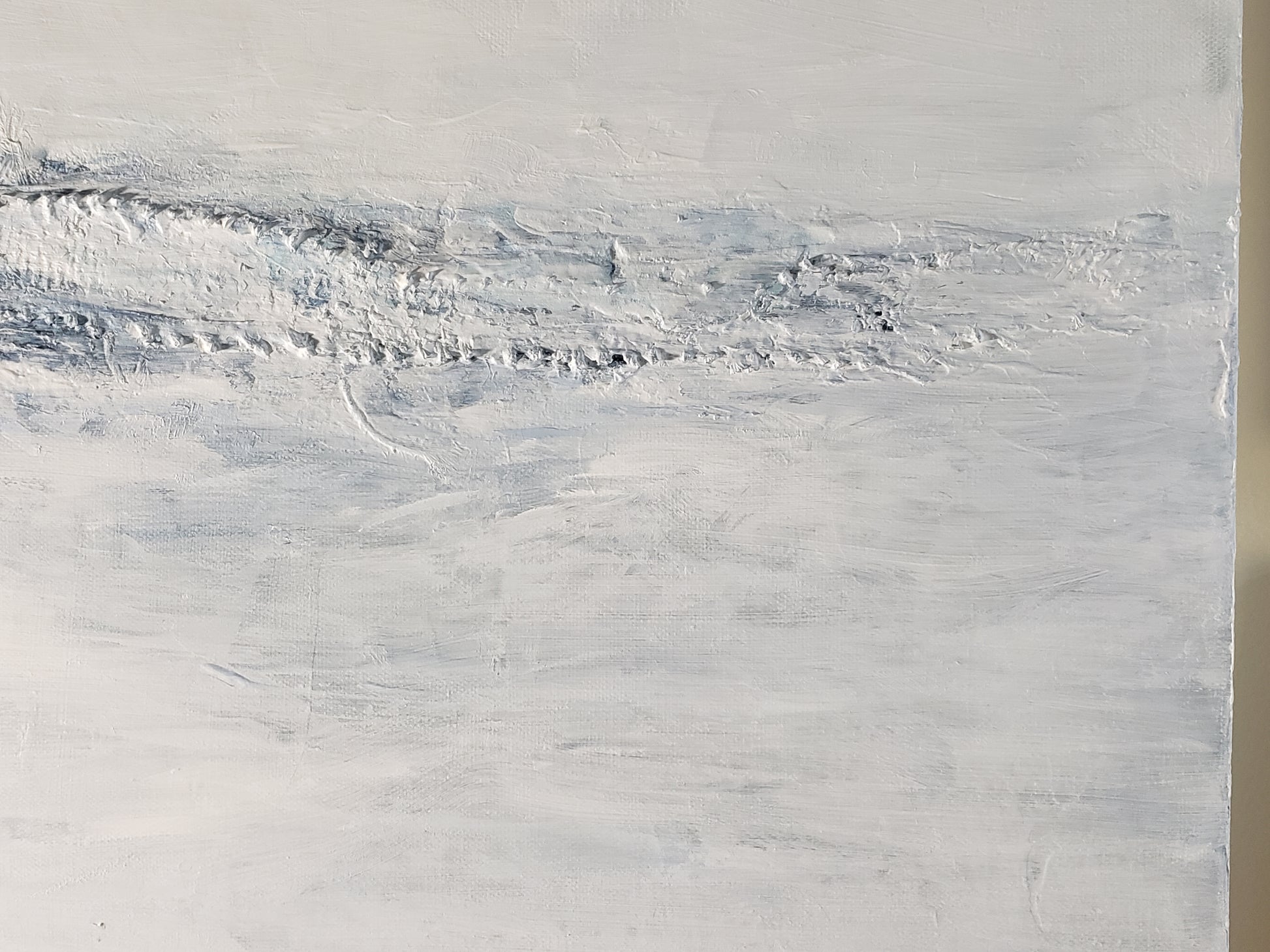 Edge view of Jute Billows Original Fine Art Painting | Carrie Bergey, illustrating the abstract flow and natural tones of the artwork.