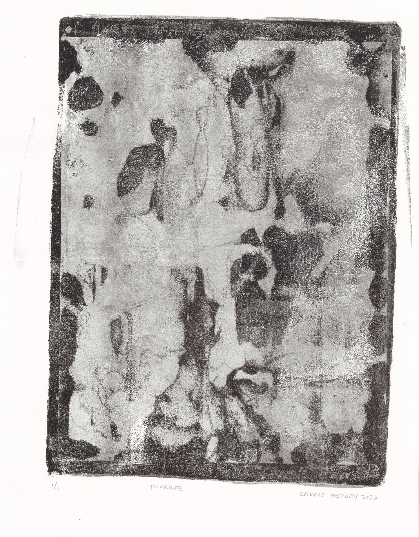 Carrie Bergey's Imprints Original Fine Art Monoprint showcases earthy tones and layered textures, ideal for modern home decor and art collectors.