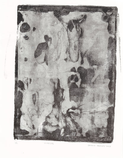 Carrie Bergey's Imprints Original Fine Art Monoprint showcases earthy tones and layered textures, ideal for modern home decor and art collectors.