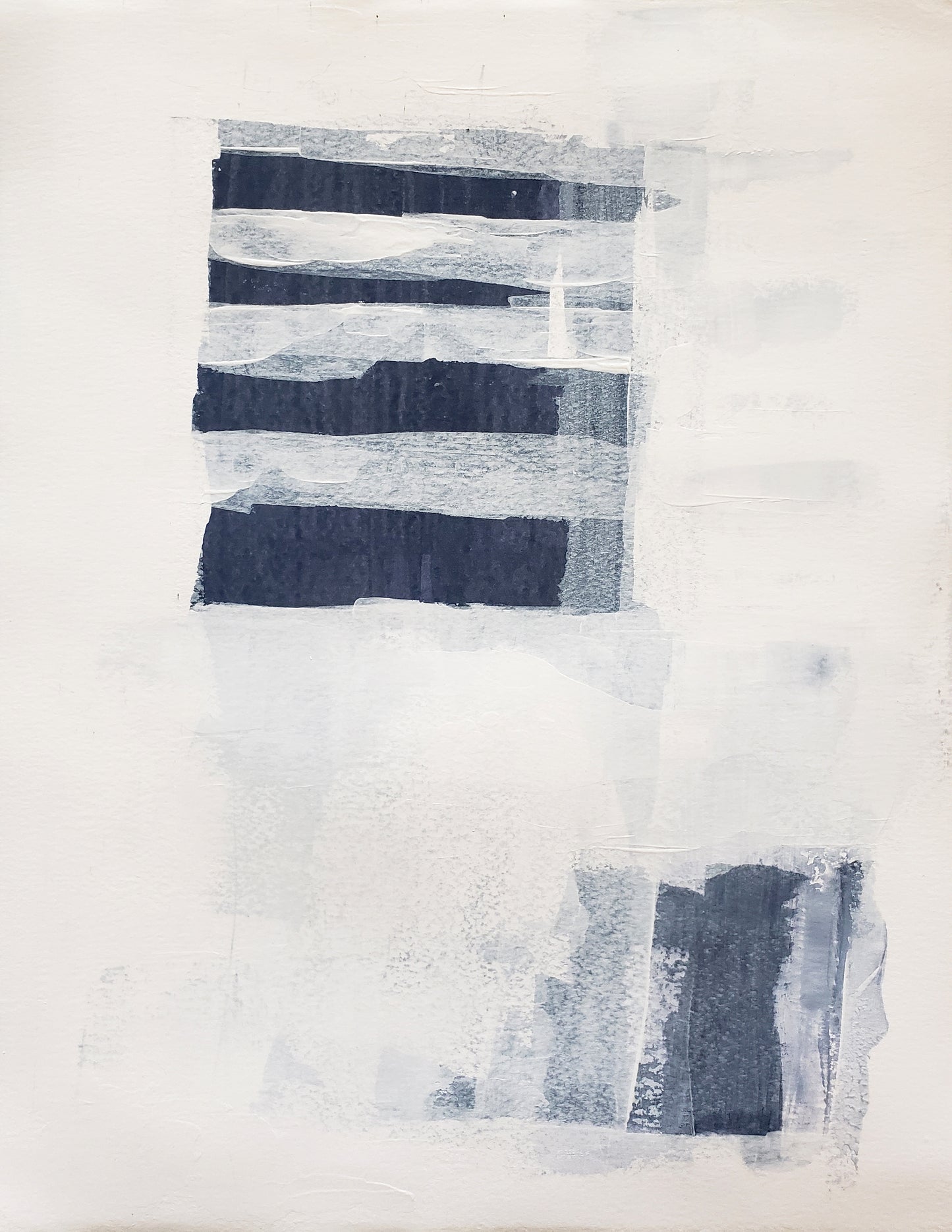 Abstract painting from the Independence Original Fine Art Paintings Hexaptych Collection by Carrie Bergey, featuring layered navy and white brushstrokes symbolizing freedom.