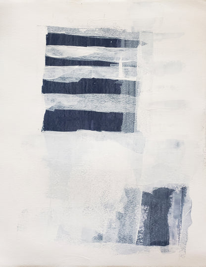 Abstract painting from the Independence Original Fine Art Paintings Hexaptych Collection by Carrie Bergey, featuring layered navy and white brushstrokes symbolizing freedom.