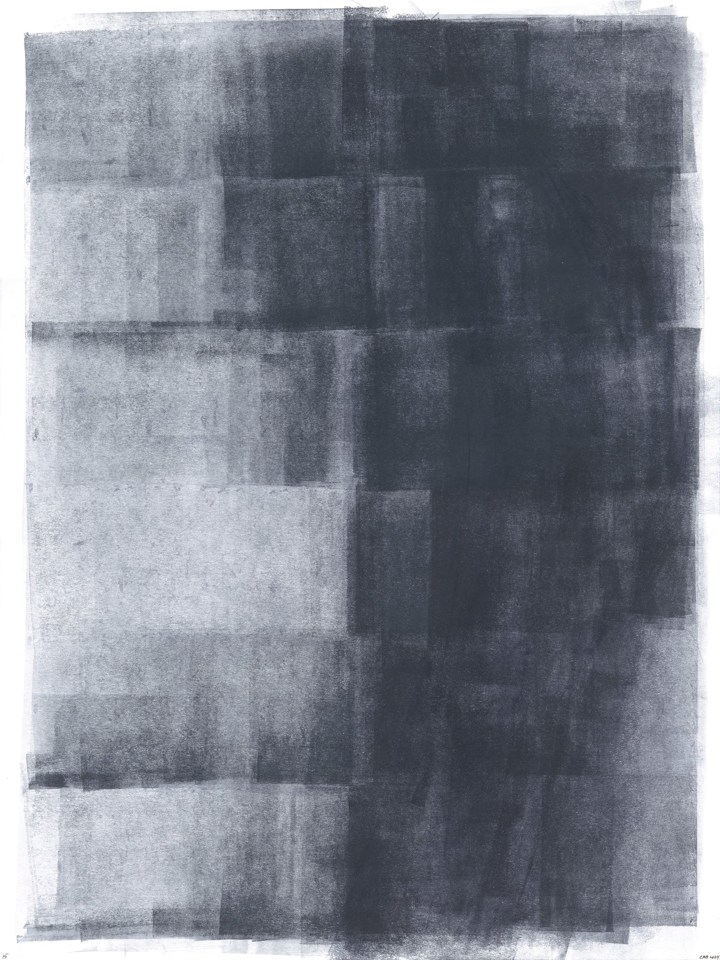 Ink on Paper_15 Original Fine Art Painting by Carrie Bergey features abstract black and white acrylic layers on 18x24 paper, ideal for modern decor.