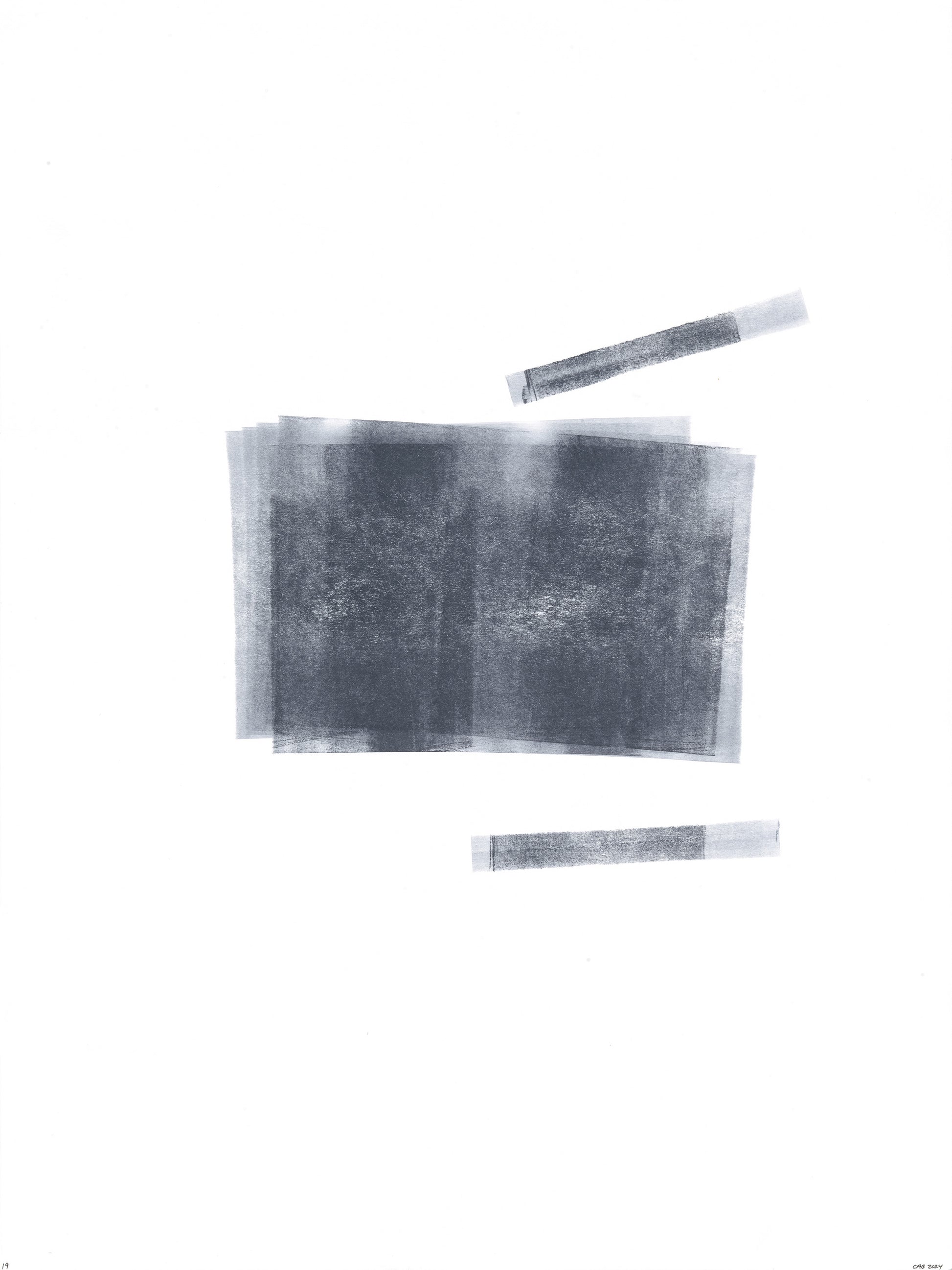 Monochrome abstract from Ink on Paper 17-22 Original Fine Art Painting Hexaptych Collection with layered rectangular ink forms.