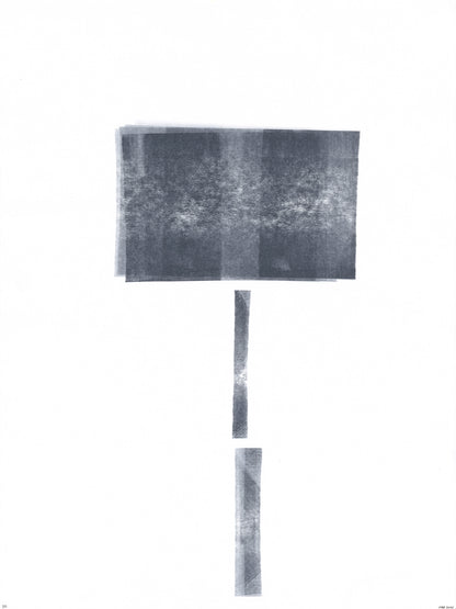 Single piece from Ink on Paper 17-22 Original Fine Art Painting Hexaptych Collection showing vertical geometric ink shapes on white paper.