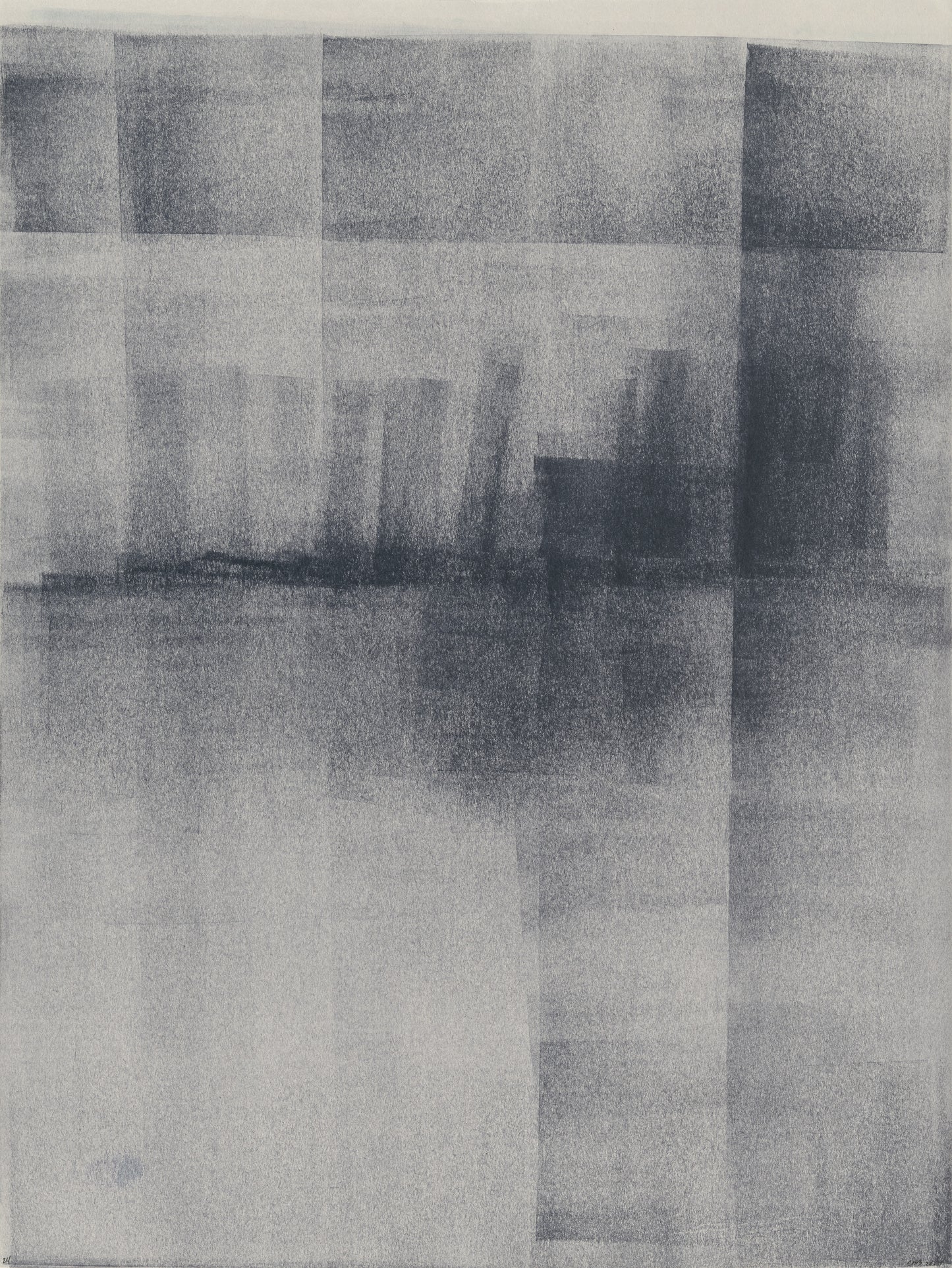 Duplicate of middle panel from Ink on Paper 23-25 Original Fine Art Painting Triptych Collection, emphasizing soft ink transitions and abstract forms.