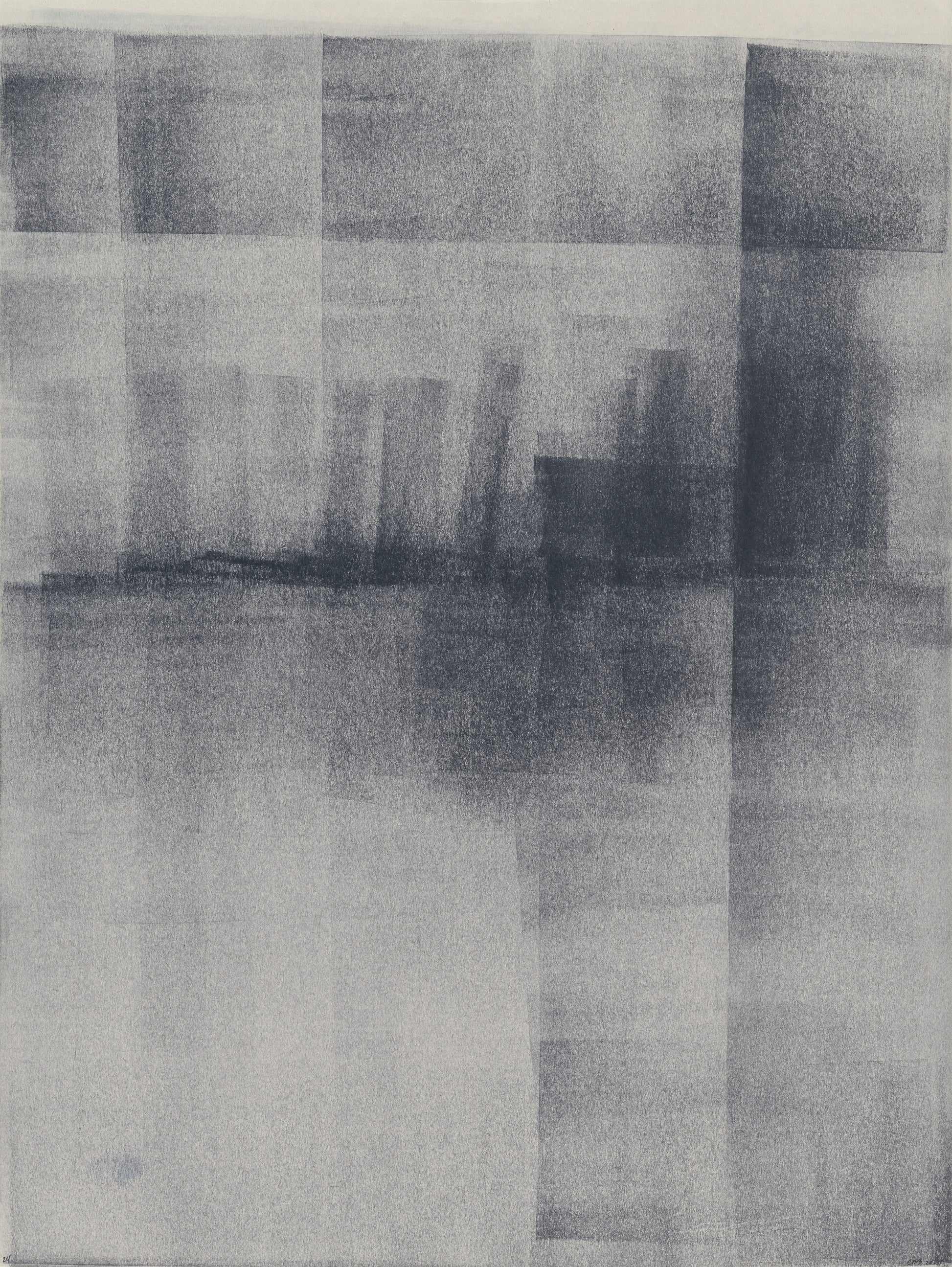 Duplicate of middle panel from Ink on Paper 23-25 Original Fine Art Painting Triptych Collection, emphasizing soft ink transitions and abstract forms.