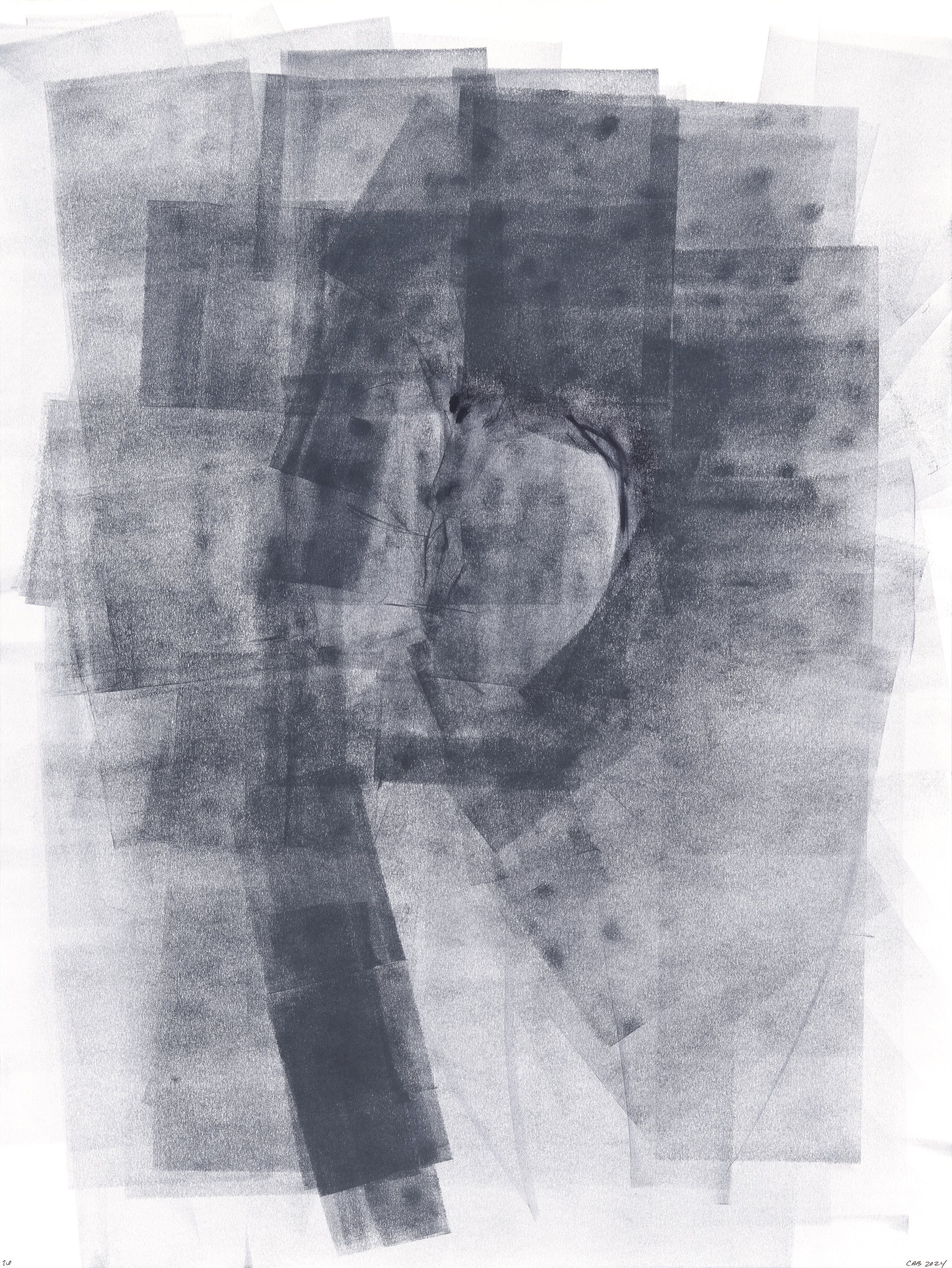 Ink on Paper_26 Original Fine Art Painting by Carrie Bergey features layered black and white acrylic textures on 18x24 paper, evoking abstract emotion.