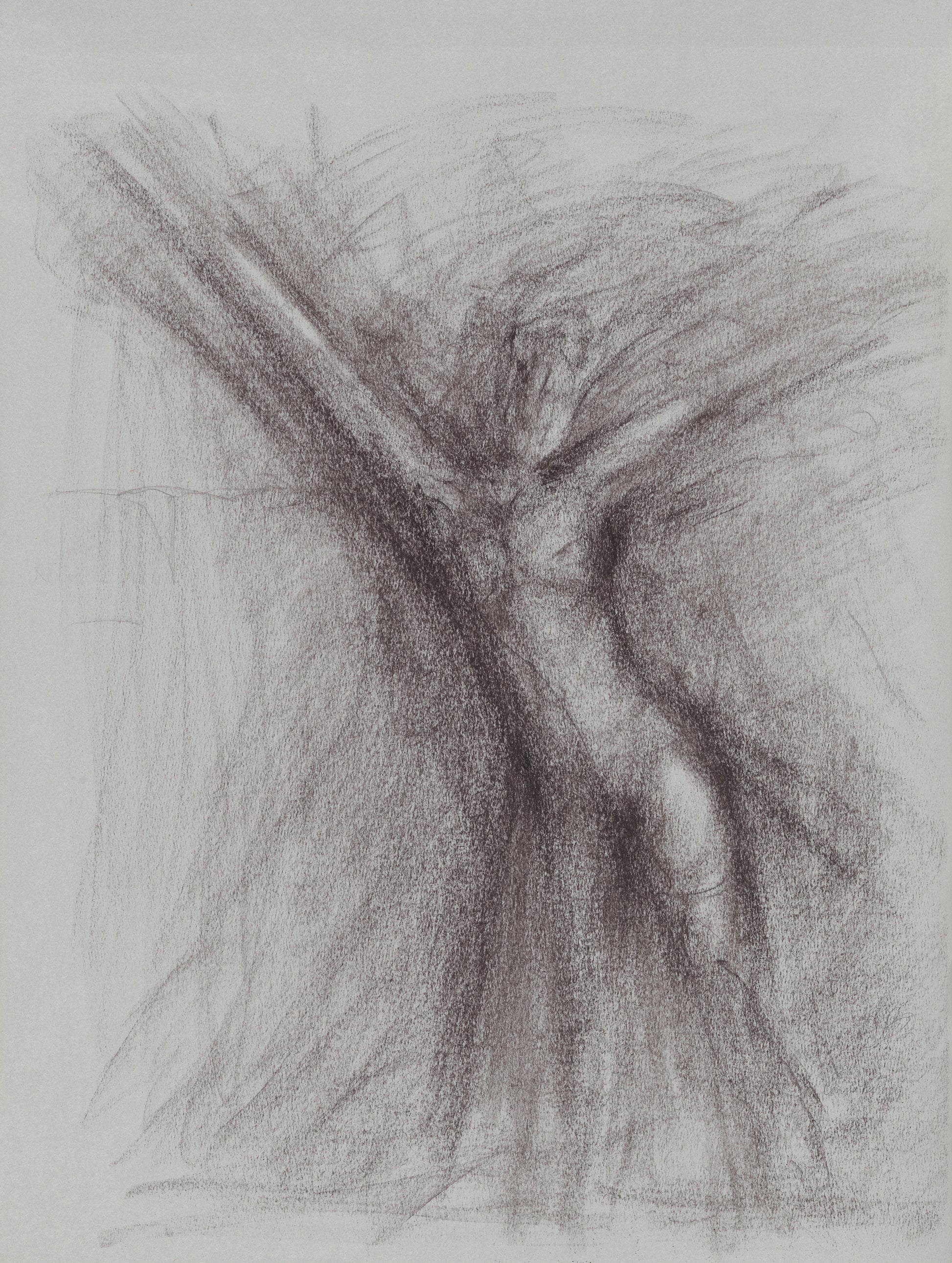 Jump Original Fine Art Drawing by Carrie Bergey features a dynamic human figure in motion, sketched with expressive charcoal lines on 18x24 inch paper.