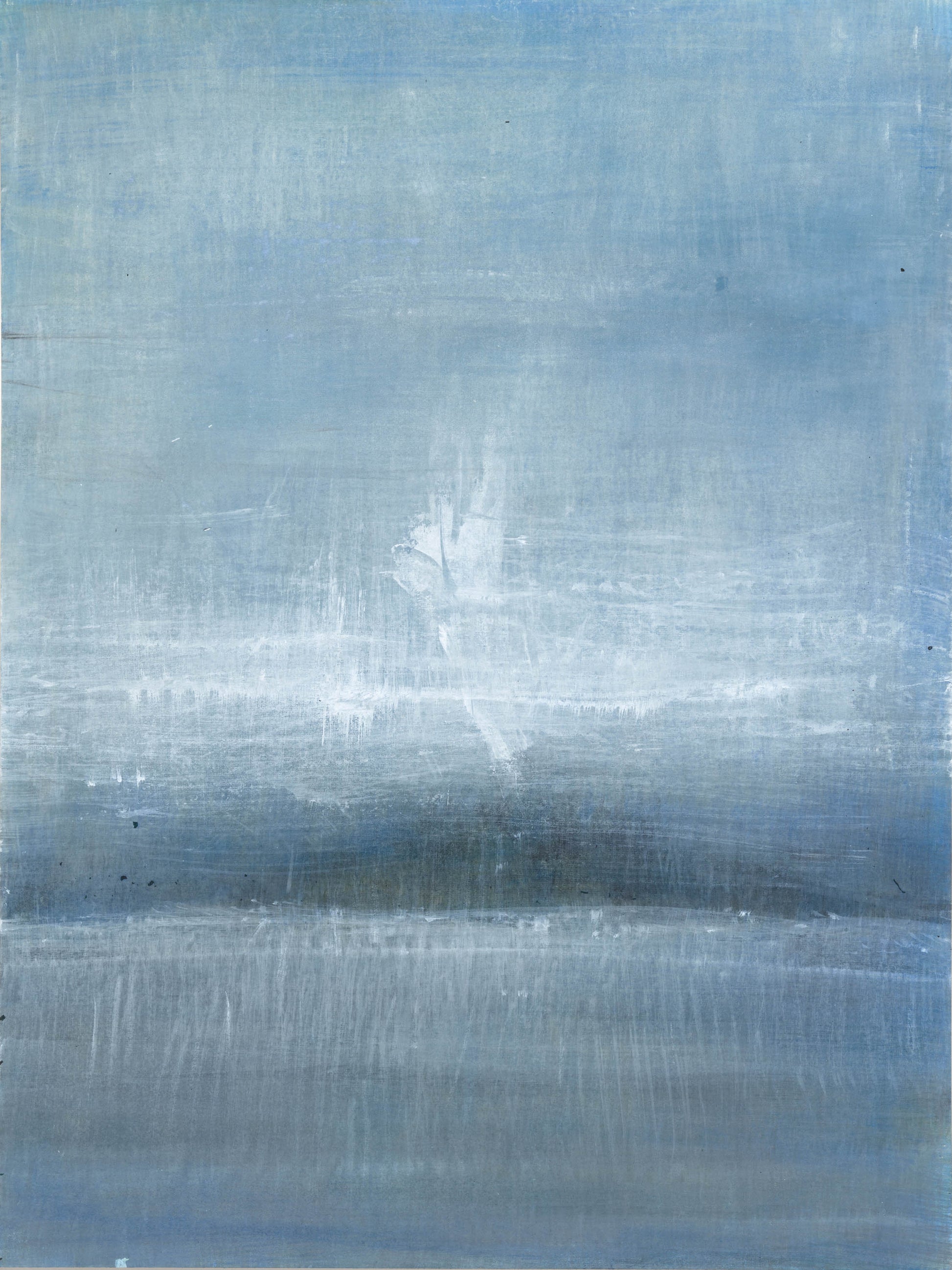Right panel of Maui 03-04 Original Fine Art Painting Diptych by Carrie Bergey showcasing serene blue hues and textured layers inspired by Maui landscapes.
