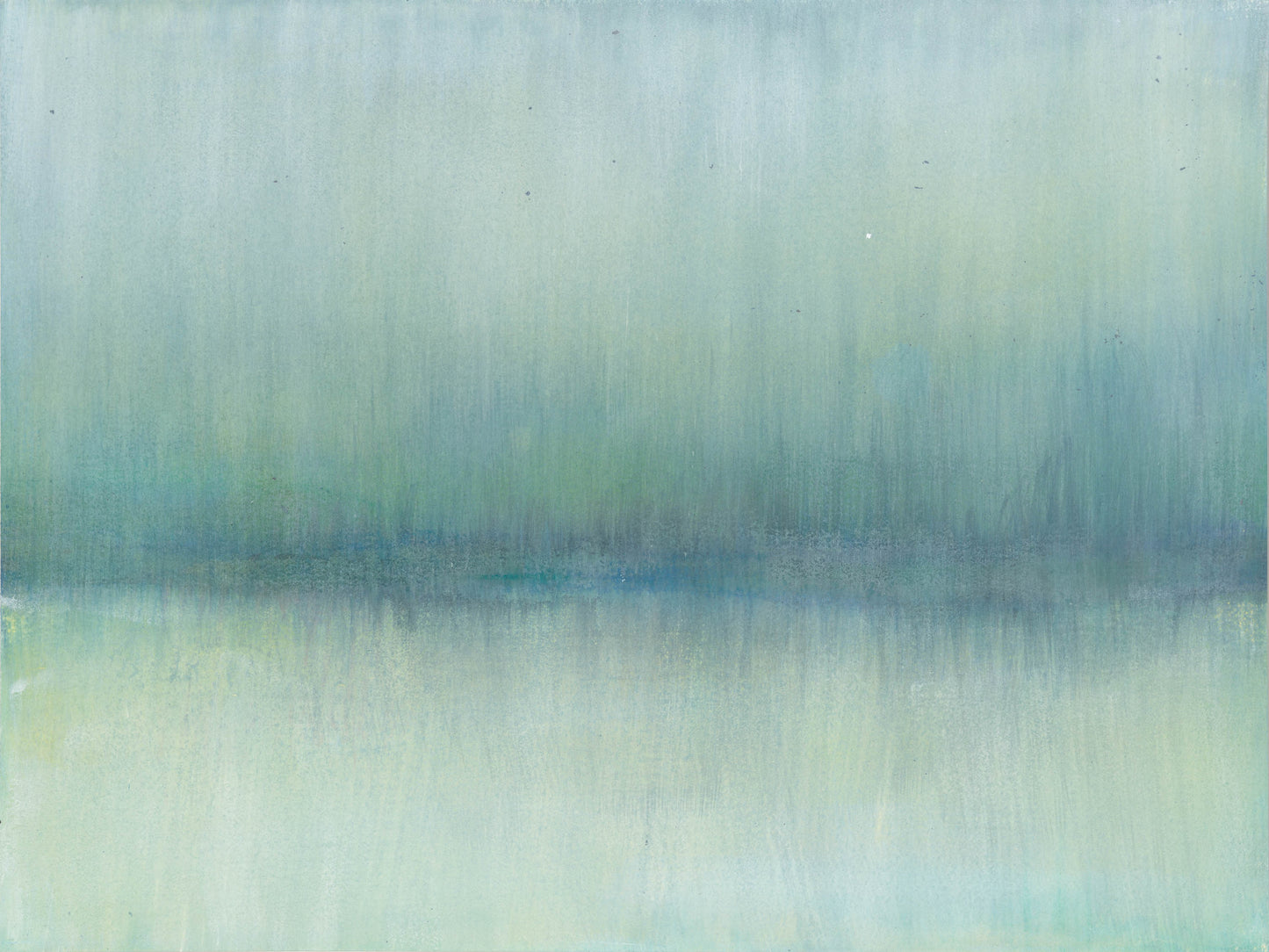 Left panel of Maui 05-06 Original Fine Art Painting by Carrie Bergey, featuring soft blue and green tones on cotton canvas.