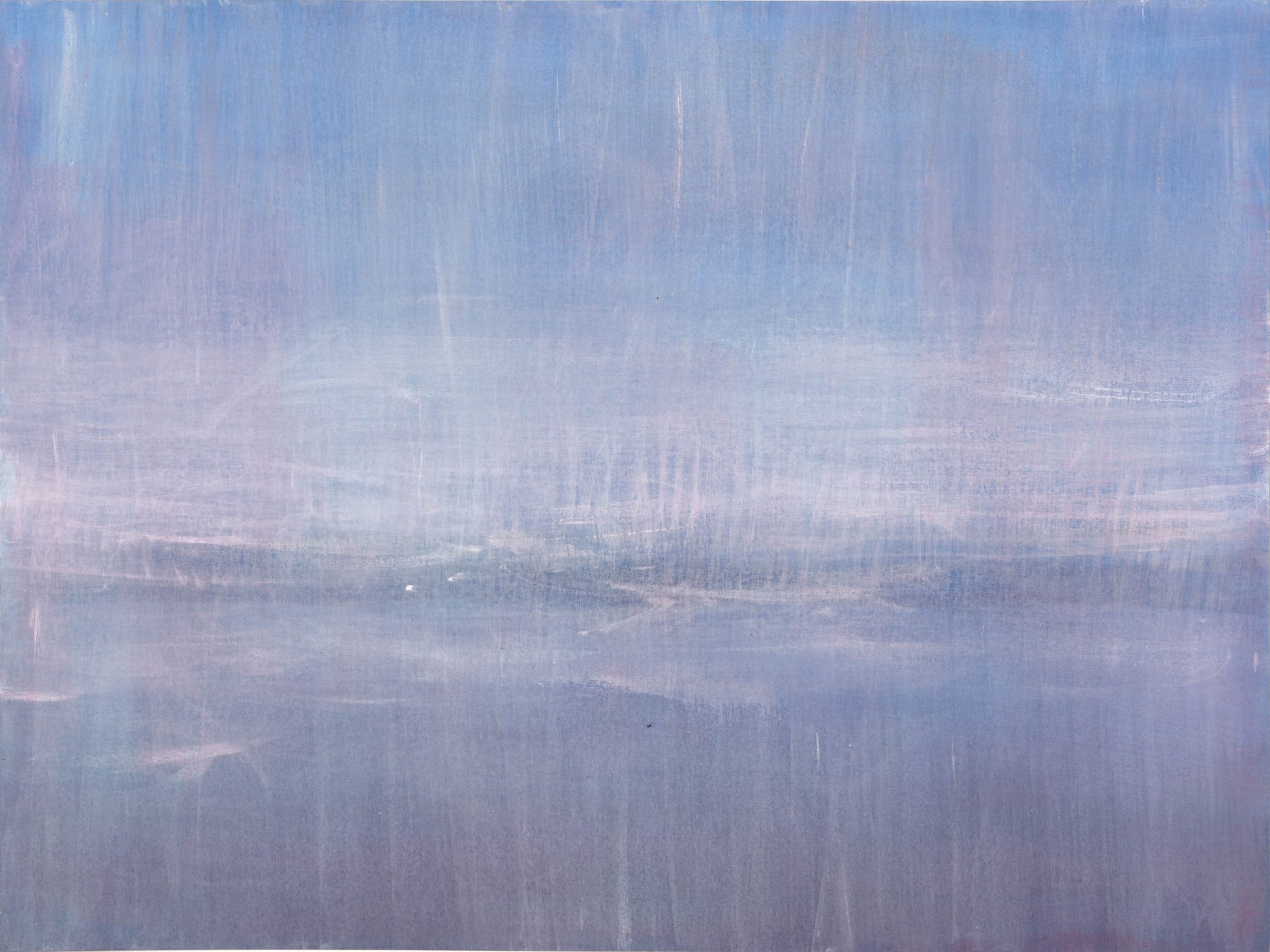 Left panel of Maui 07-08 Original Fine Art Painting Diptych Collection by Carrie Bergey featuring soft blue and lavender hues on cotton canvas.
