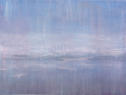 Left panel of Maui 07-08 Original Fine Art Painting Diptych Collection by Carrie Bergey featuring soft blue and lavender hues on cotton canvas.