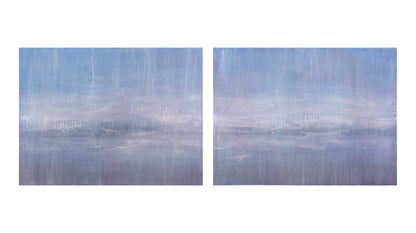 Full view of Maui 07-08 Original Fine Art Painting Diptych Collection by Carrie Bergey with both panels side by side, capturing a tranquil Hawaiian ambiance.
