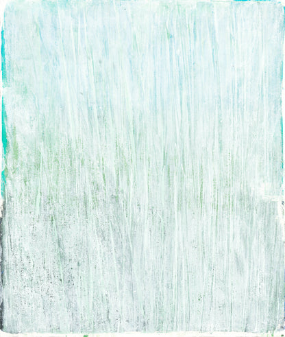 Seagrass 04 Original Monoprint from the Seagrass Collection featuring textured acrylic strokes in soft oceanic tones. Ideal for tranquil home decor.