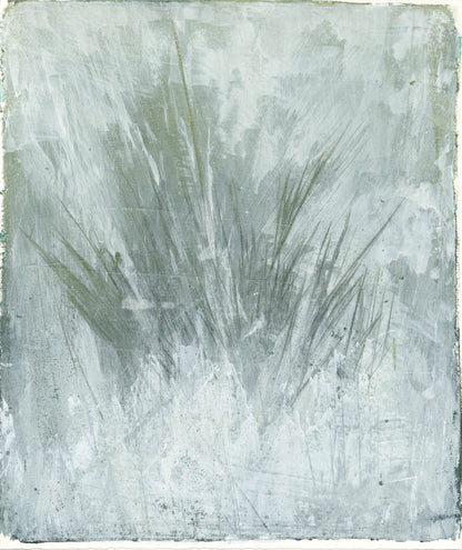 Seagrass 01 Original Fine Art Monoprint by Carrie Bergey showcasing abstract marine grass in soft green and white hues with textured brushwork.