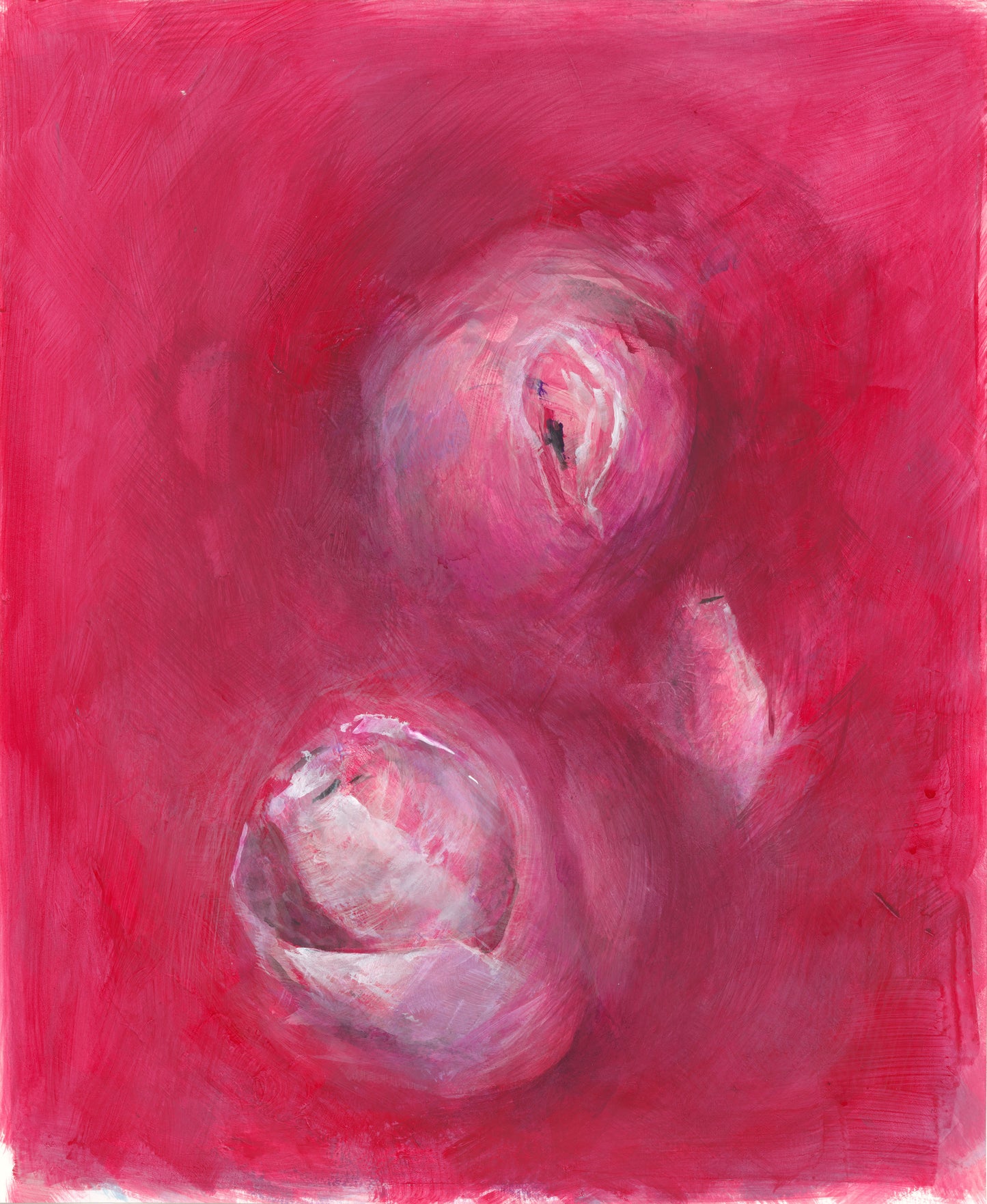 Right panel of the Sweetheart Original Fine Art Painting Diptych Collection with two soft rosebuds in pink tones. Enhances romantic ambiance in décor.
