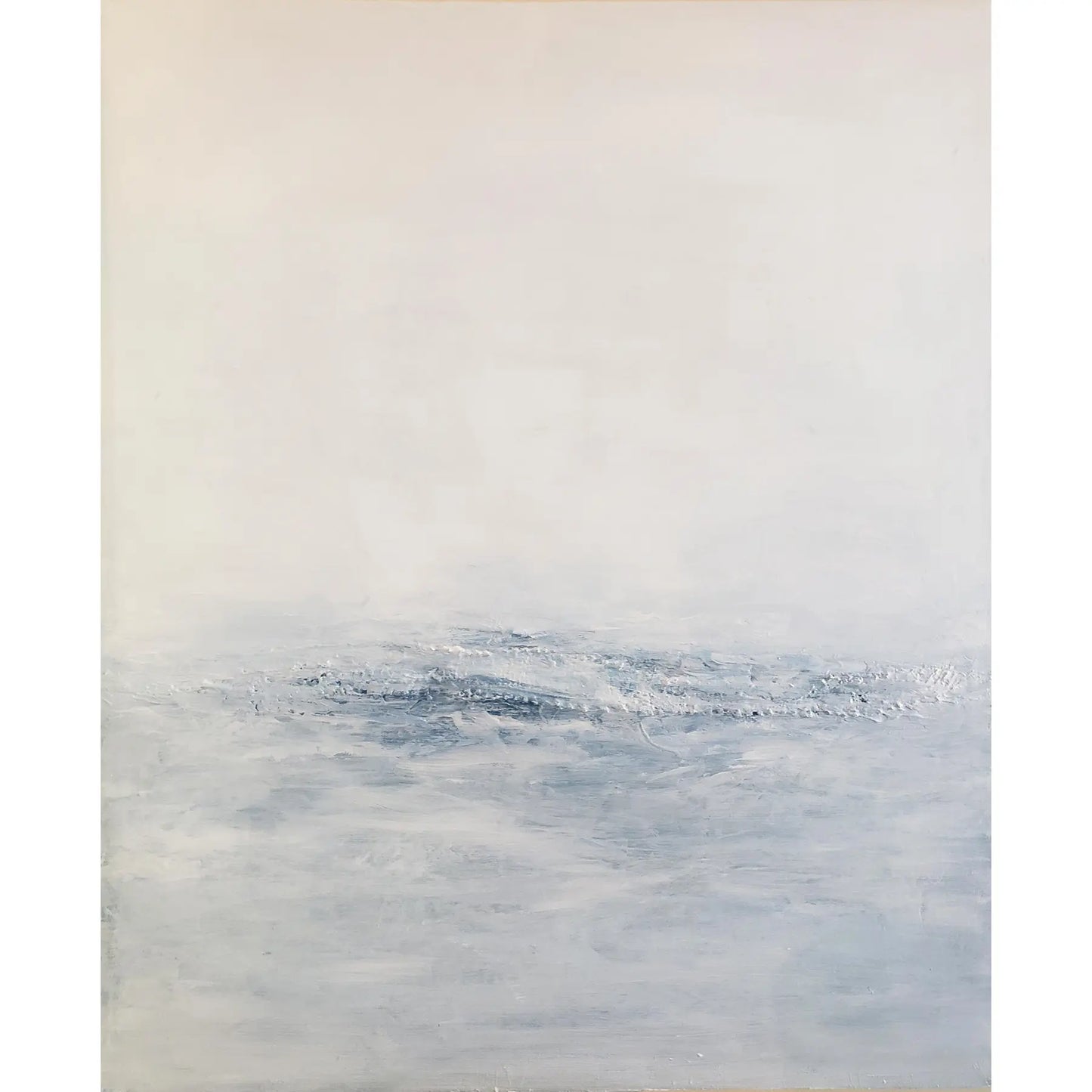Jute Billows Original Fine Art Painting by Carrie Bergey features a serene abstract seascape in soft whites and blues. Ideal for modern home decor.