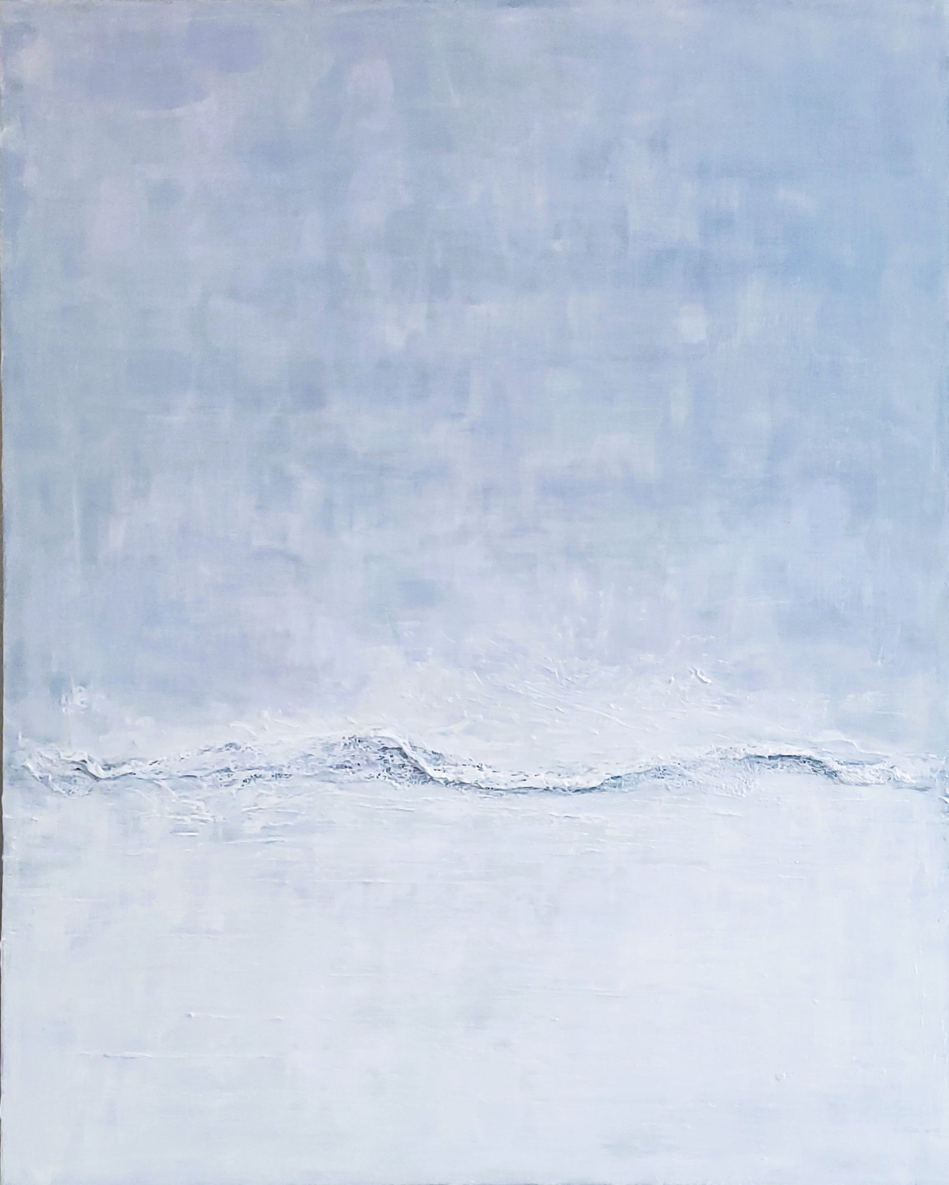 Restorative Roller Original Fine Art Painting by Carrie Bergey featuring textured ocean waves in soft blue and white tones, ideal for serene home decor.